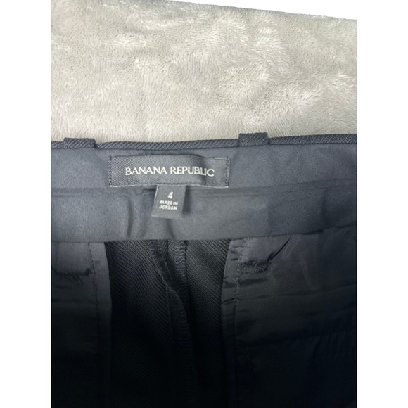 Banana Republic Womens Black 100% Wool Dress Pants Size 4 Flat Front Office - Picture 3 of 9